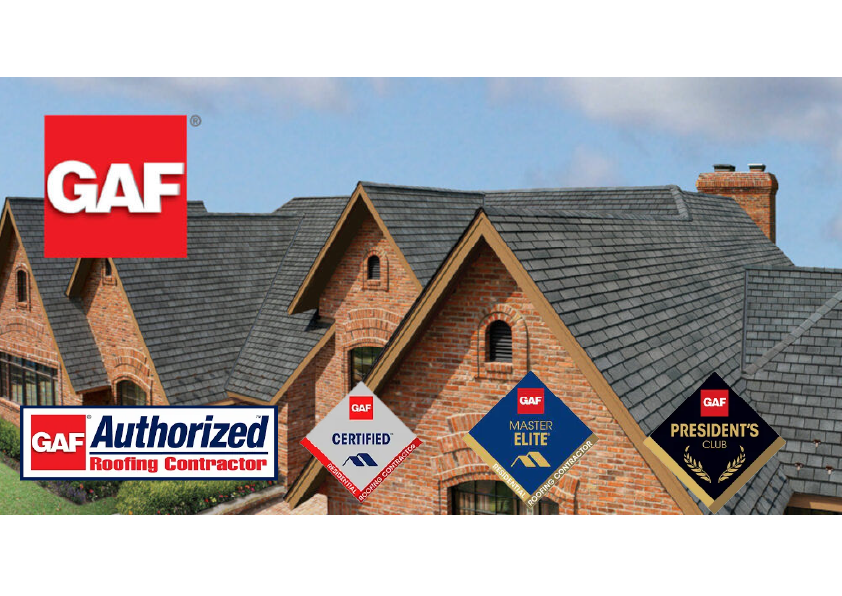 GAF Certification house with a sign on the roof GAF Certification house with a sign on the roof